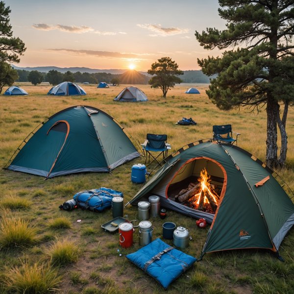 Quels sont les équipements nécessaires pour un camping en région de plaines herbeuses?